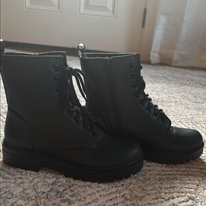 Soda Black Combat Boots